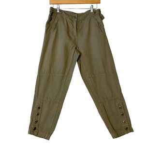 SPORTMAX CODE sz 6 Pants Tapered Leg Mid Rise Button Decor Pockets Khaki